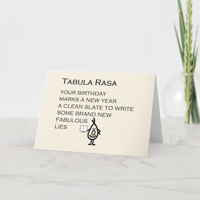 Tarjeta De Agradecimiento Tabula Rasa Un Divertido Poema De Cumpleaños Feliz (Anverso)