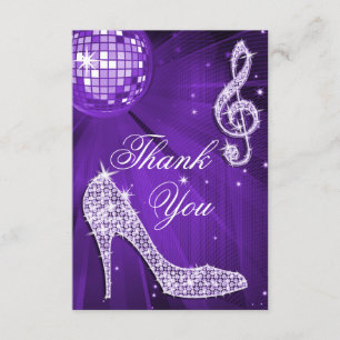 Tarjeta De Agradecimiento Tacones brillantes Purple Disco Ball Gracias