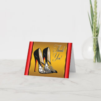Tarjeta De Agradecimiento Tacones Rojos Negros Amarillos Dorados Gracias