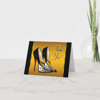 Tarjeta De Agradecimiento Tacones Rojos Negros Amarillos Dorados Gracias