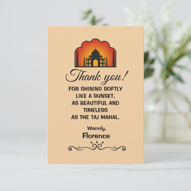 Tarjeta De Agradecimiento Taj Mahal Beautiful Message (Anverso de pie)