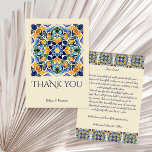 Tarjeta De Agradecimiento Talavera azulejo azulejo azul vintage boda mexican<br><div class="desc">Baldosas azules y marrones boda mexicana vintage talavera azulejo boda gracias tarjetas</div>