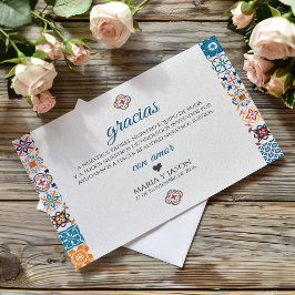 Tarjeta De Agradecimiento Talavera Colorful Floral Fiesta Spanish Wedding