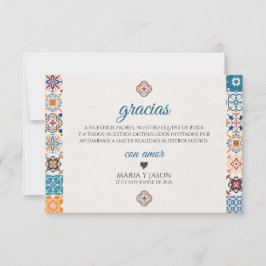Tarjeta De Agradecimiento Talavera Colorful Floral Fiesta Spanish Wedding