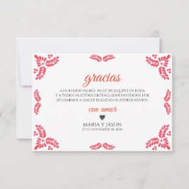 Tarjeta De Agradecimiento Talavera Orange Floral Minimalist Spanish Wedding