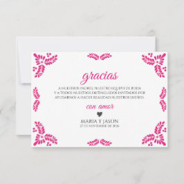 Tarjeta De Agradecimiento Talavera Pink Floral Minimalist Spanish Wedding