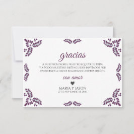 Tarjeta De Agradecimiento Talavera Purple Floral Minimalist Spanish Wedding