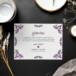 Tarjeta De Agradecimiento Talavera Purple Floral Minimalist Spanish Wedding