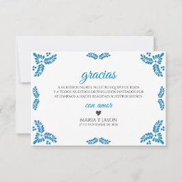 Tarjeta De Agradecimiento Talavera Turquoise Minimalist Spanish Wedding
