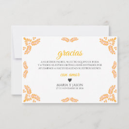 Tarjeta De Agradecimiento Talavera Yellow Floral Minimalist Spanish Wedding