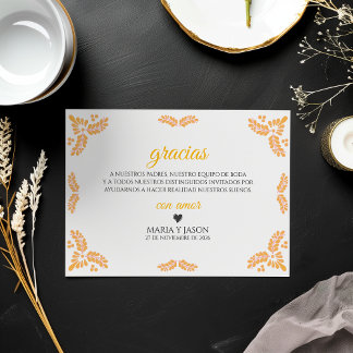 Tarjeta De Agradecimiento Talavera Yellow Floral Minimalist Spanish Wedding