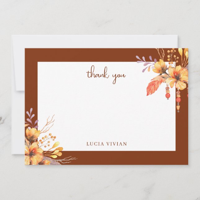 Tarjeta De Agradecimiento Taller de regaderas nupciales de terracota floral  (Anverso)