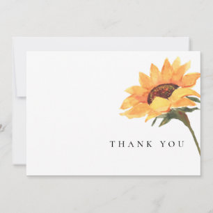 Tarjeta De Agradecimiento Tallo de girasol simple a la acuarela Funeral agra