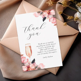 Tarjeta De Agradecimiento Tallos Florales & Brindis de Prosecco para Despedi