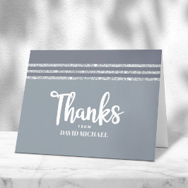 Tarjeta De Agradecimiento Tallt de Bar Mitzvah con barra plateada gris, letr