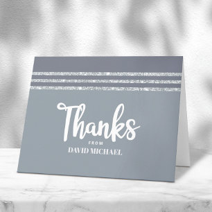 Tarjeta De Agradecimiento Tallt de Bar Mitzvah con barra plateada gris, letr