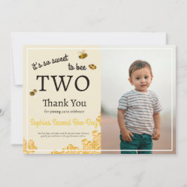 Tarjeta De Agradecimiento Tan Dulce Ser Abeja Dos 2do Cumpleaños Foto de Abe