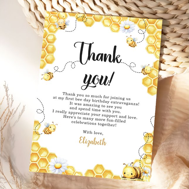Tarjeta De Agradecimiento Tan Dulce Ser Amarillo Cumpleaños Abeja (Subido por el creador)