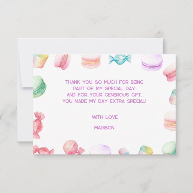 Tarjeta De Agradecimiento Tan dulce ser... cumpleaños de niños (Anverso)