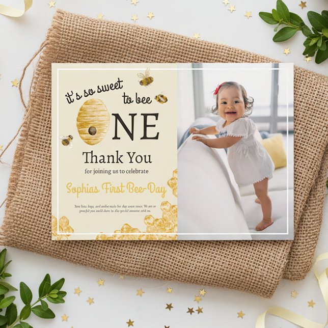 Tarjeta De Agradecimiento Tan Dulce Ser Uno Cumpleaños Abeja Foto (Subido por el creador)