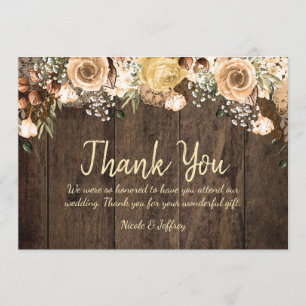Tarjeta De Agradecimiento Tan Rústico Bird Wood Country Wedding Gracias