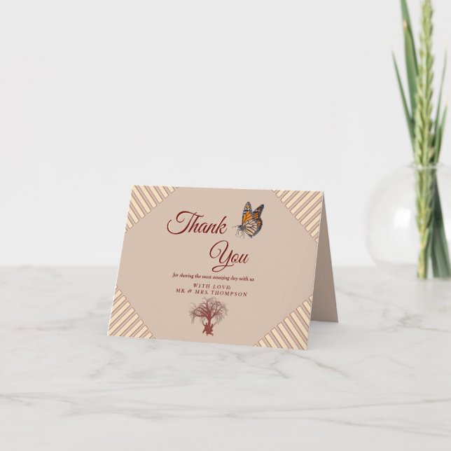 Tarjeta De Agradecimiento Tan - Vino de Marsala y moderno Gracias (Anverso)