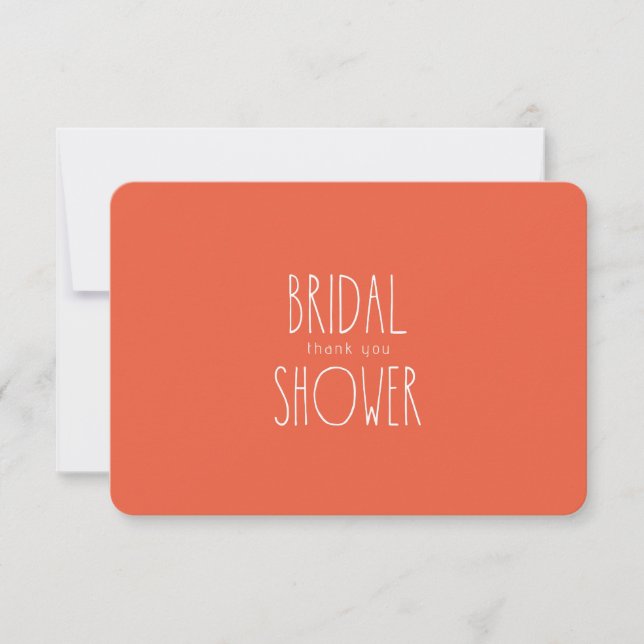 Tarjeta De Agradecimiento Tangerine Bridal Shower Rounded Gracias (Anverso)
