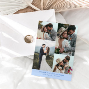 Tarjeta De Agradecimiento Tanto Amor Elegante Foto de Boda Azul Hielo