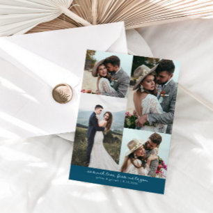 Tarjeta De Agradecimiento Tanto Amor Elegante Foto de Boda Azul Turquesa