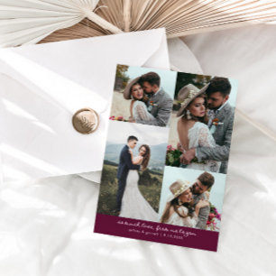 Tarjeta De Agradecimiento Tanto Amor Elegante Foto de Boda Cranberry