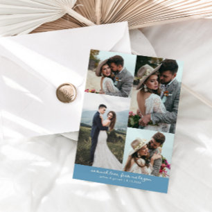 Tarjeta De Agradecimiento Tanto Amor Elegante Foto de Boda Denim Azul