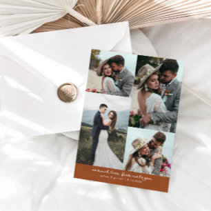 Tarjeta De Agradecimiento Tanto Amor Elegante Foto de Boda Terracota