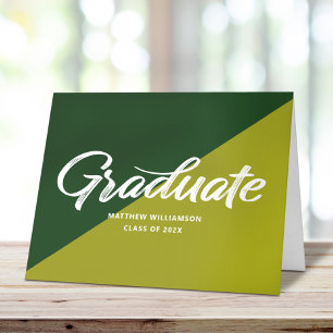 Tarjeta De Agradecimiento Tapa de icono de graduación verde negrita letra re