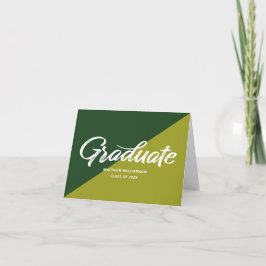 Tarjeta De Agradecimiento Tapa de icono de graduación verde negrita letra re