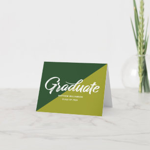 Tarjeta De Agradecimiento Tapa de icono de graduación verde negrita letra re