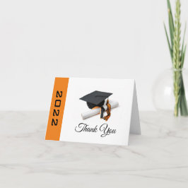 Tarjeta De Agradecimiento Tapón de graduación negro y Naranja