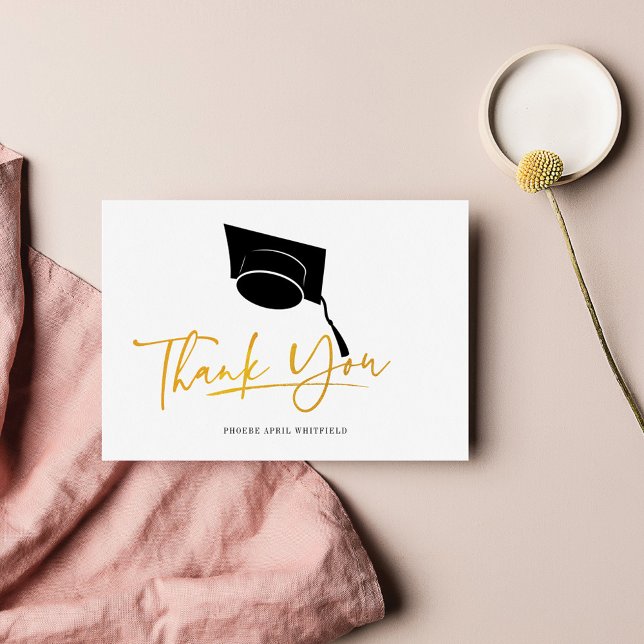 Tarjeta De Agradecimiento Tapón de graduación y Tassel Faux Gold (Subido por el creador)