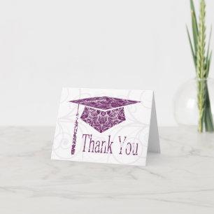 Tarjeta De Agradecimiento Tapón floral morado y blanco