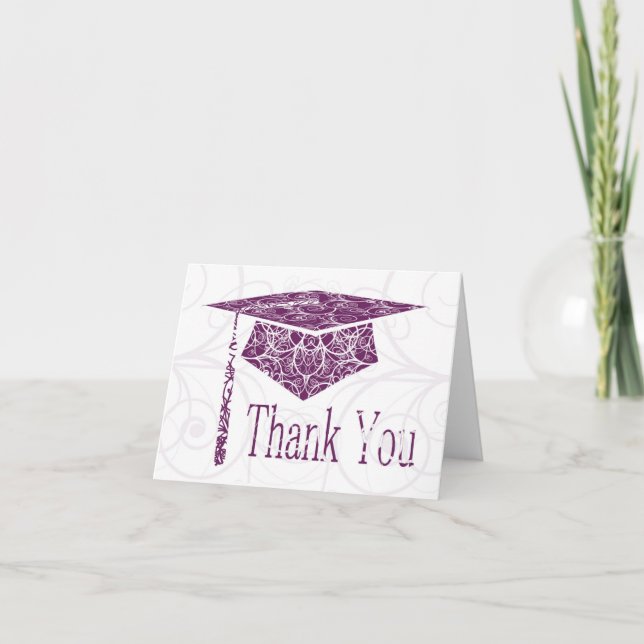 Tarjeta De Agradecimiento Tapón floral morado y blanco (Anverso)