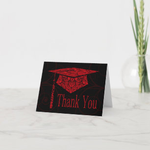 Tarjeta De Agradecimiento Tapón floral rojo y negro
