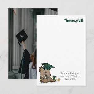 Tarjeta De Agradecimiento Tapón verde oscuro de graduación y arranque de vaq