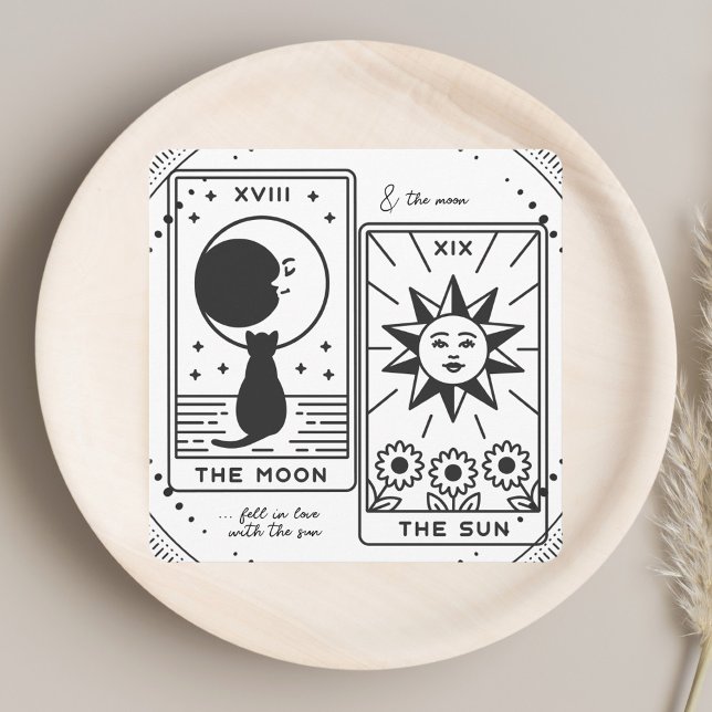 Tarjeta De Agradecimiento Tarot Cards | Ducha de novia | BODA | B+W moderno (Subido por el creador)