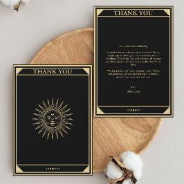 Tarjeta De Agradecimiento Tarot Elegant Gracias Cartas Black Gold No Foto