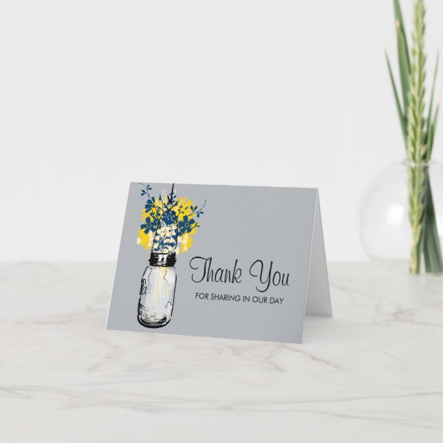 Tarjeta De Agradecimiento Tarrito de Mason lleno de flores silvestres (Anverso)