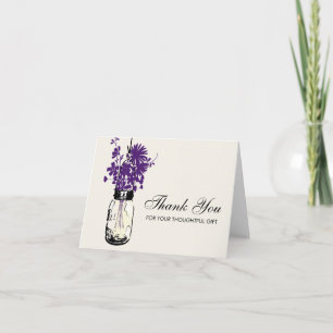 Tarjeta De Agradecimiento Tarrito de Mason lleno de Flores Silvestres