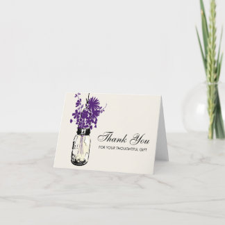 Tarjeta De Agradecimiento Tarrito de Mason lleno de Flores Silvestres