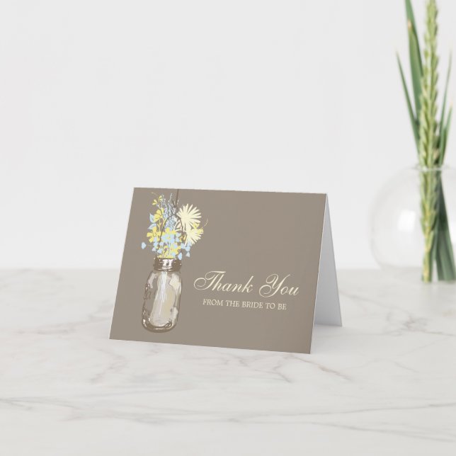 Tarjeta De Agradecimiento Tarrito de Mason lleno de flores silvestres (Anverso)