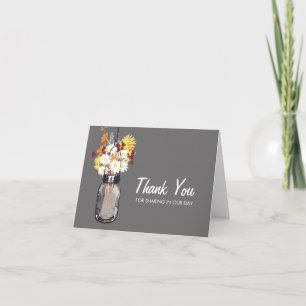 Tarjeta De Agradecimiento Tarrito de Mason lleno de flores silvestres