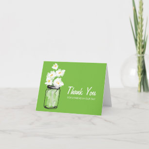 Tarjeta De Agradecimiento Tarrito de Mason lleno de Margaritas Blancas