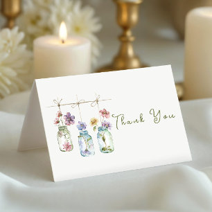 Tarjeta De Agradecimiento Tarrito de vidrio de flores silvestres de jardín v